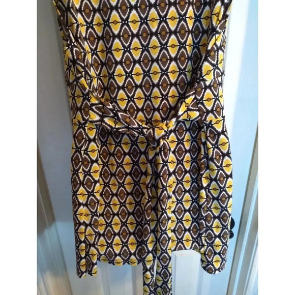 Cocomo Woman Top Brown Yellow Sleeveless Built-in Bra Tie Back No Tags Bust 46" - Picture 6 of 6